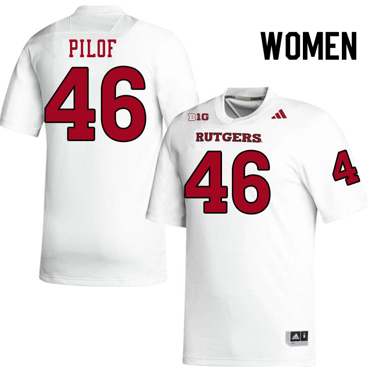 Women #46 Sam Pilof Rutgers Scarlet Knights 2024 College Football Jerseys Stitched-White